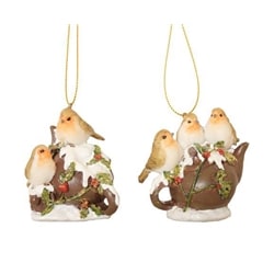 Small Hanging Teapot With Robins