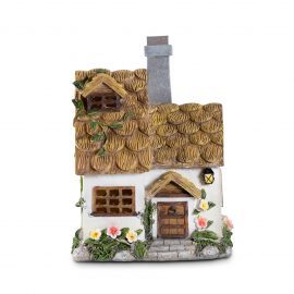 Solar Powered Cottage Fairy House with Thatched Roof