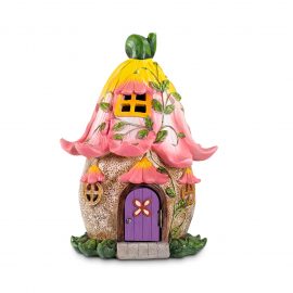 Solar Pink Lily Flower Fairy House