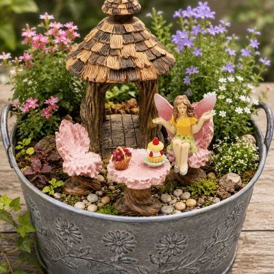 Fairy Garden Gazebo And Table Set