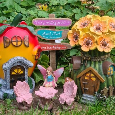 Fairy Garden Sunflower House And Apple Cottage Set