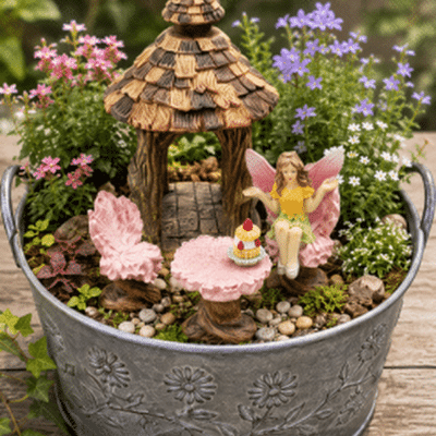 Fairy Garden Gazebo And Table Set