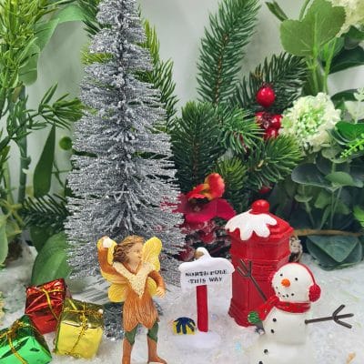 Fairy Garden Christmas Fairy and Snowman Set