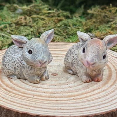 Fairy Garden Mini Bunny Rabbits Set of 2