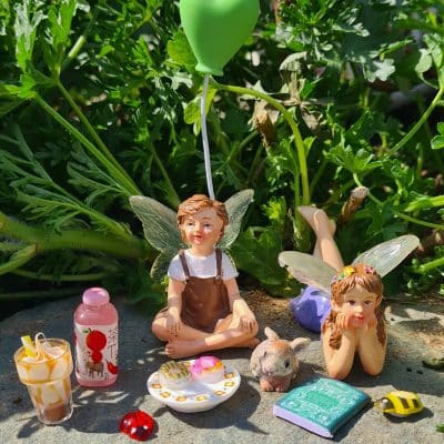 Fairy Garden Tea Time Set with Fairies, Bunny & Accessories