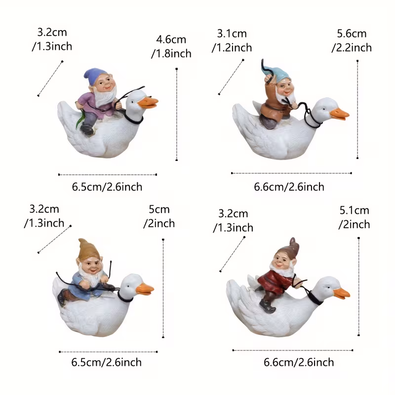 Fairy Garden Gnome Riding Goose - Image 2