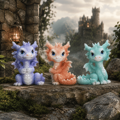 Fairy Garden Pastel Baby Dragon Ornaments – 9cm