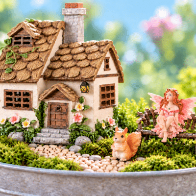 Exclusive Fairy Garden House Set – Choose Thatched Cottage or Pear House
