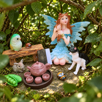 Fairy and Friends Secret Picnic – Miniature Fairy Garden Set